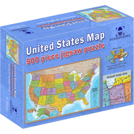 HEMISPHERES Hemispheres® USA Puzzle, 24" Height, 36" Width, 500 Pieces HMP02